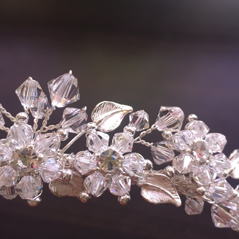 Crystal and Rhinestone Leaf Tiara - Picture 3 of 3